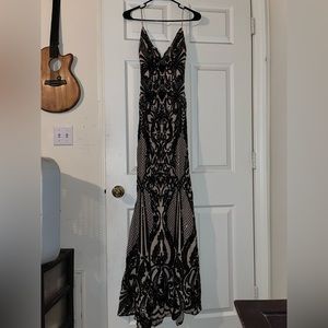 black and tan prom dress